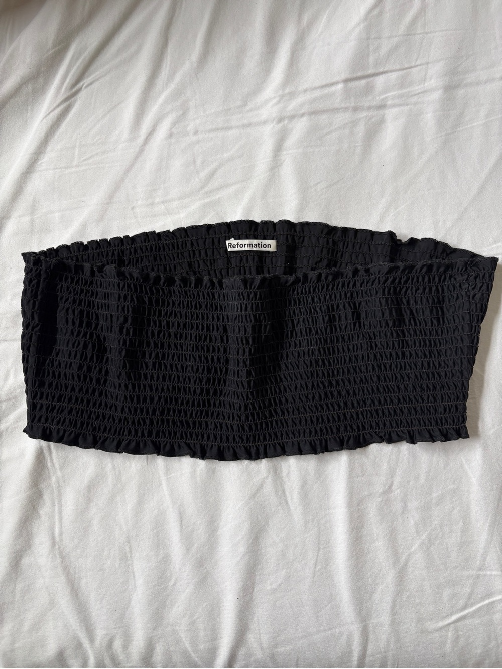 Reformation Black Smocked Tube Top